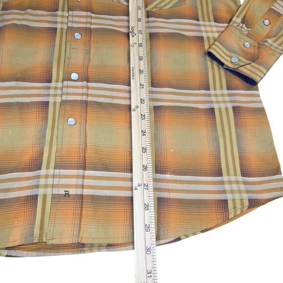 Resistol Vtg‎ Womens Yellow Plaid Pearl Snap Shirt Longsleeve Rodeo Bar Medium - Picture 10 of 14